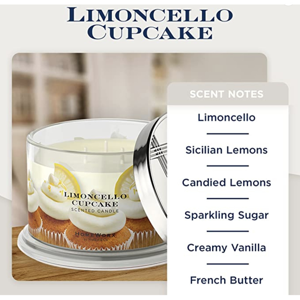 HomeWorx Limoncello 4 Wick Candle Lemon Vanilla Non-Toxic